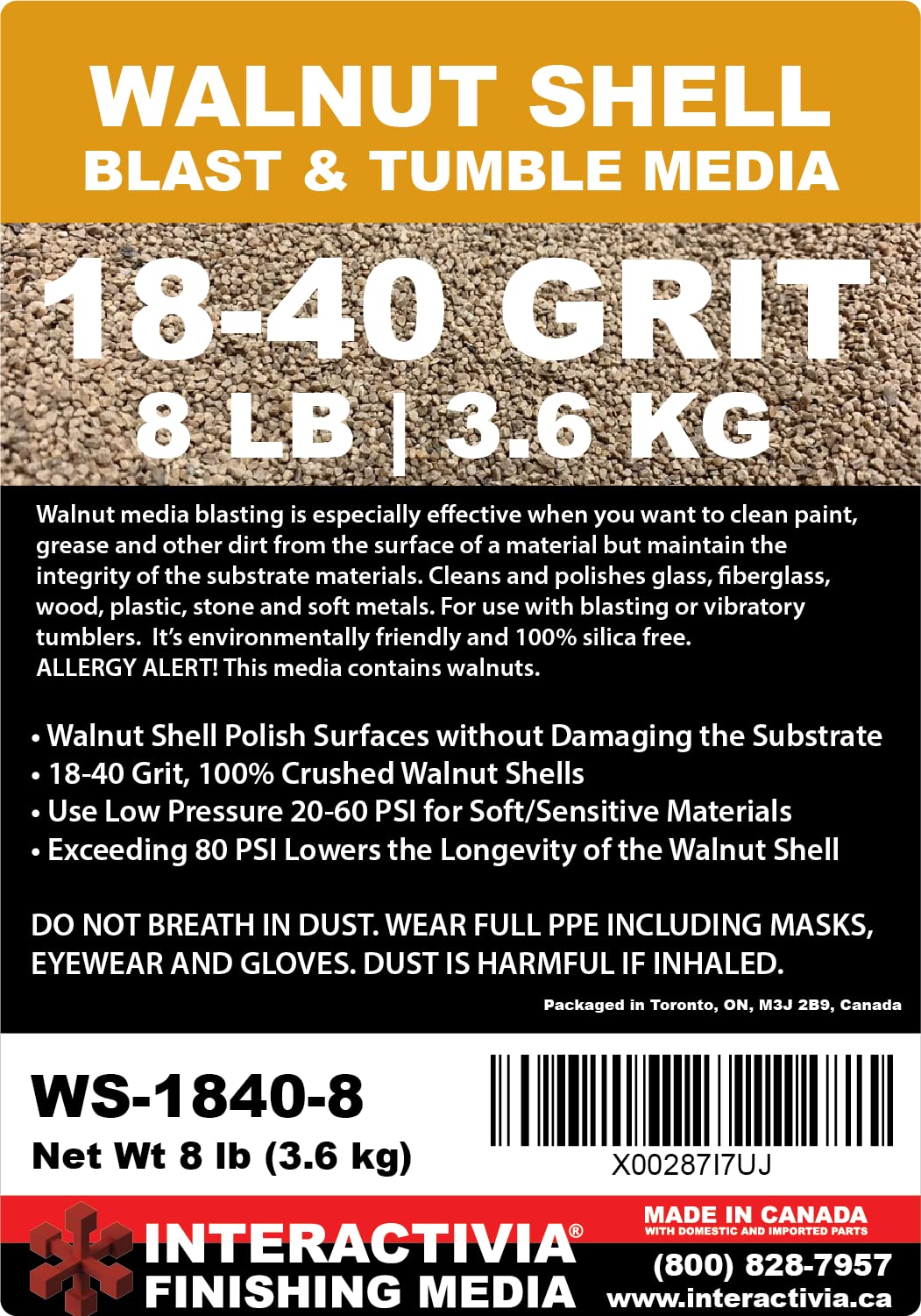 INTERACTIVIA natural walnut-shell media for glass, wood, and stone