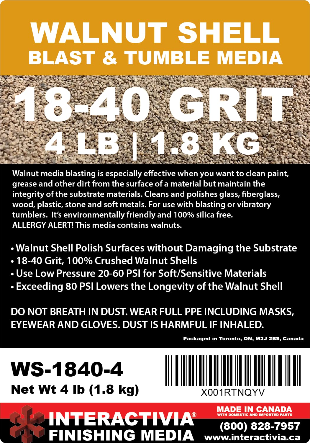 INTERACTIVIA walnut shell media 18-40 grit ensures uniform finishing across materials.