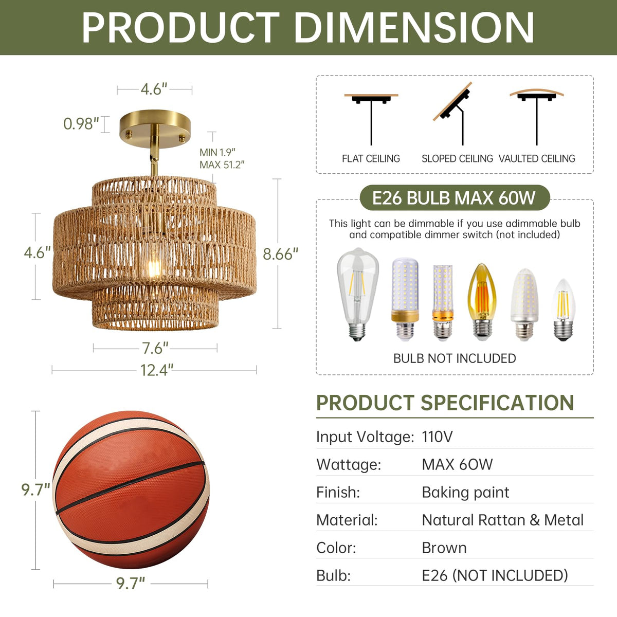 InterMaka adjustable height supports semi-flush or pendant configurations.