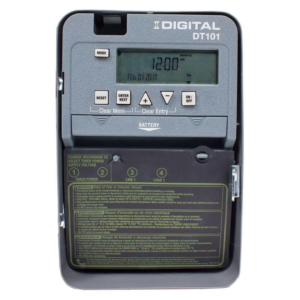 Intermatic DT101 front panel with display for precise daily scheduling.