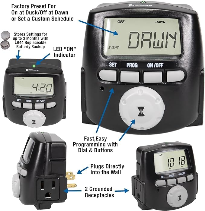 Intermatic DT200LT auto DST feature for seamless time adjustments.