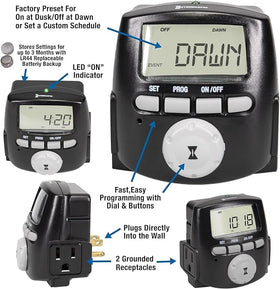 Intermatic DT200LT auto DST feature for seamless time adjustments.
