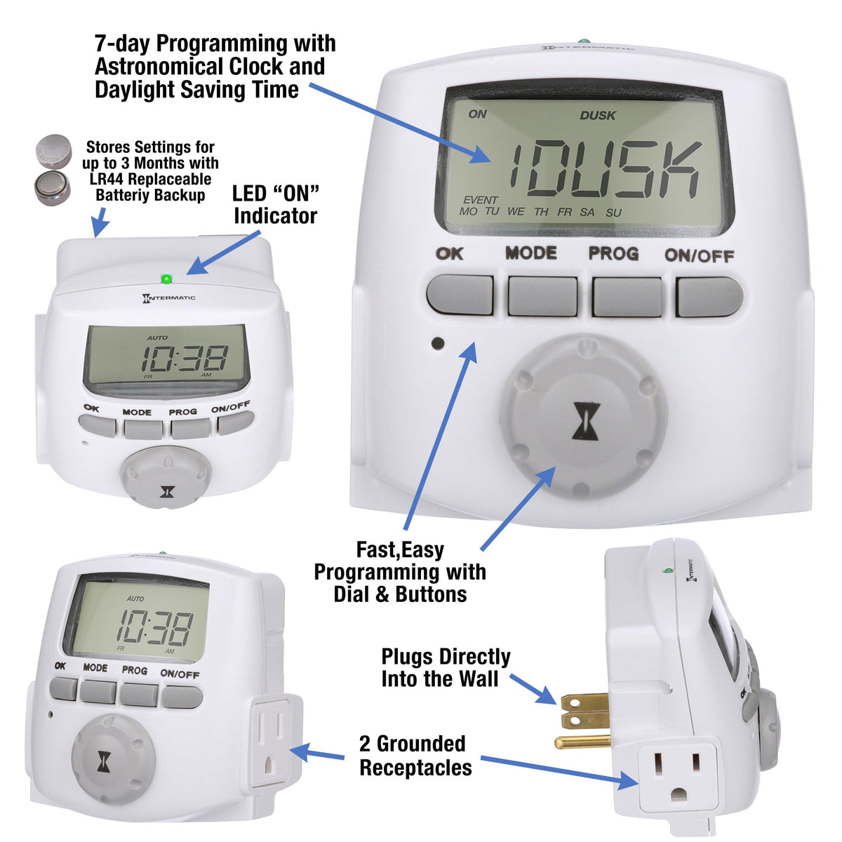 Intermatic DT620 two-outlet timer ready to control lamps and fans