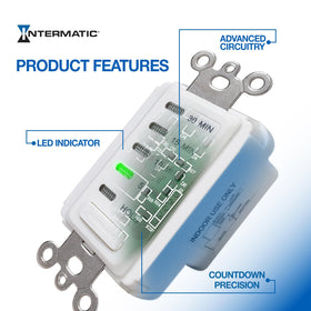 Intermatic EC200WK controls bathroom fans for automatic shut-off and comfort.