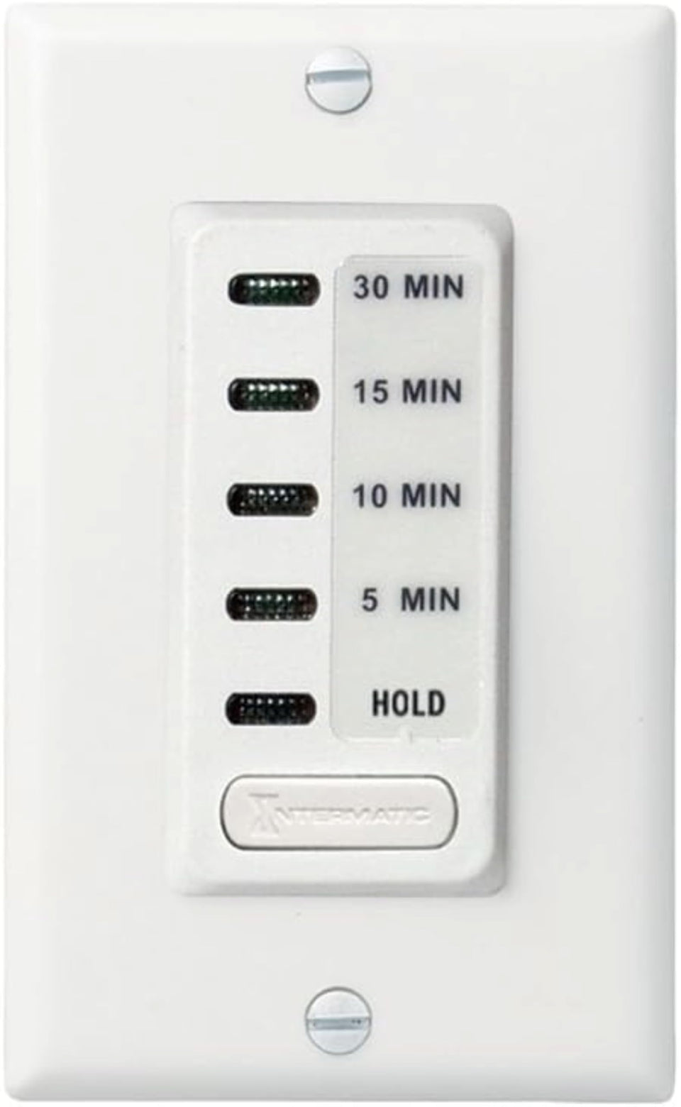 Intermatic EC200WK countdown timer display shows adjustable 5/10/15/30 minute settings for precise control.