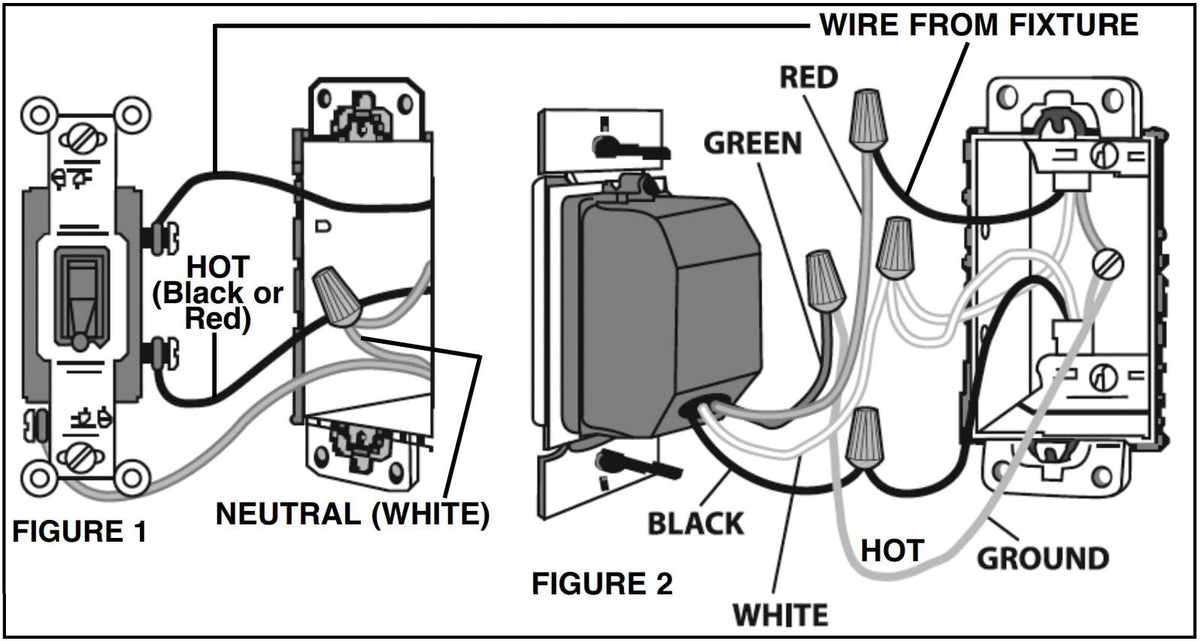 Intermatic EI220W wiring with SPST switch exposed for easy installation.