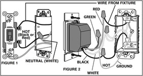Intermatic EI220W wiring with SPST switch exposed for easy installation.