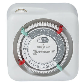 Intermatic TN111K front view shows a plug-in timer for precise daily scheduling
