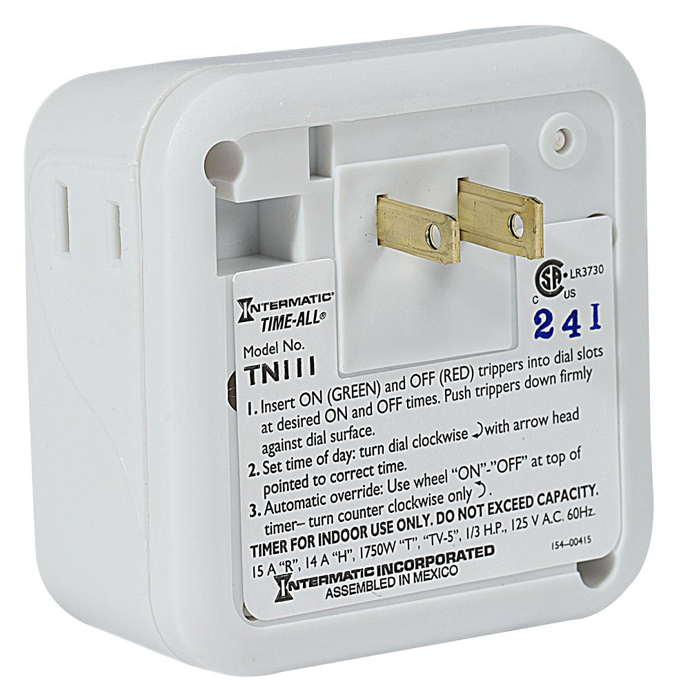 Intermatic TN111K manual override closeup demonstrates instant local control