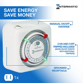 Indoor timer with a 2-prong plug design for simple setup.