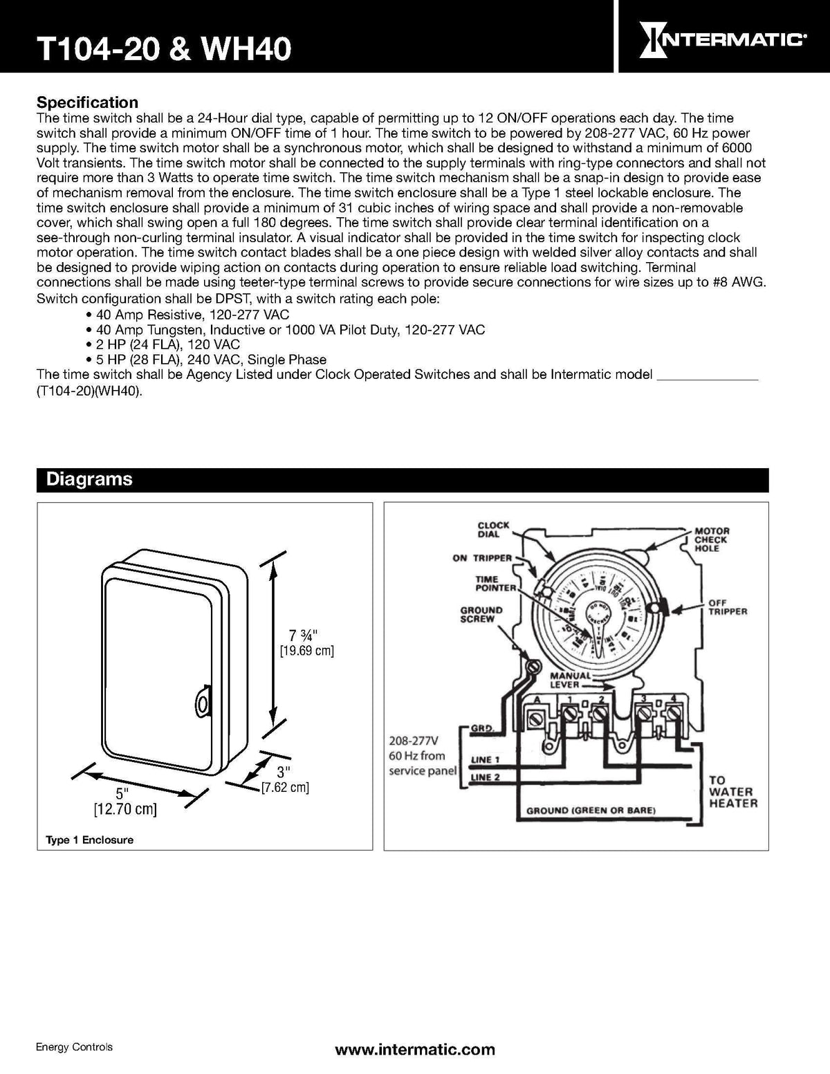Intermatic WH40 steel case demonstrates durable construction