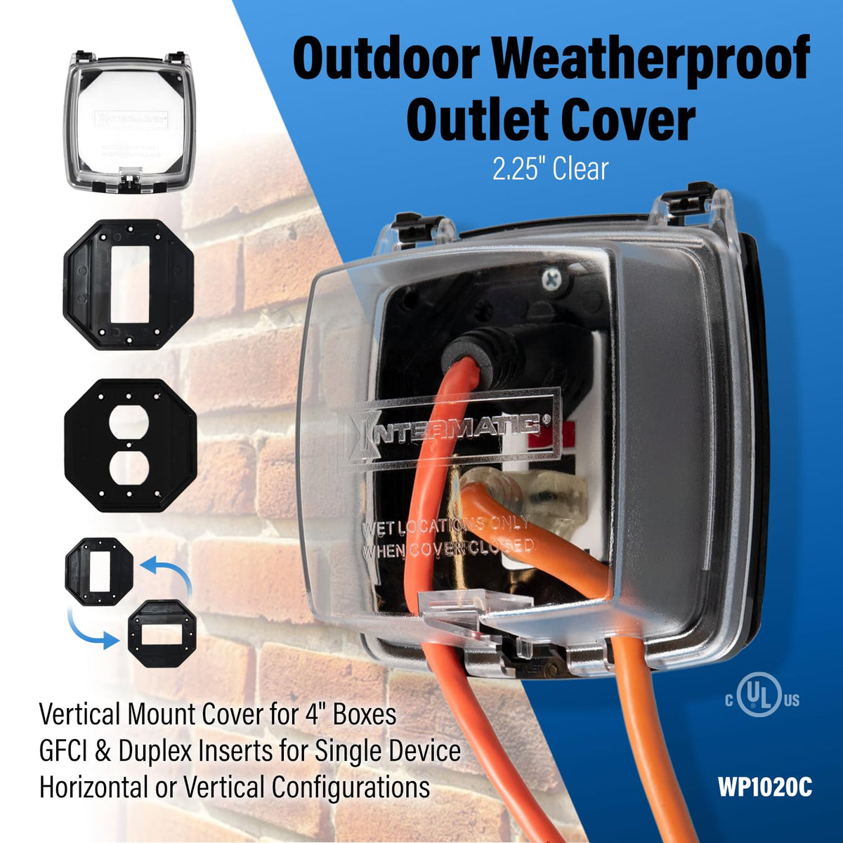 Intermatic WP1020C vertical-mount design keeps outlets accessible outdoors