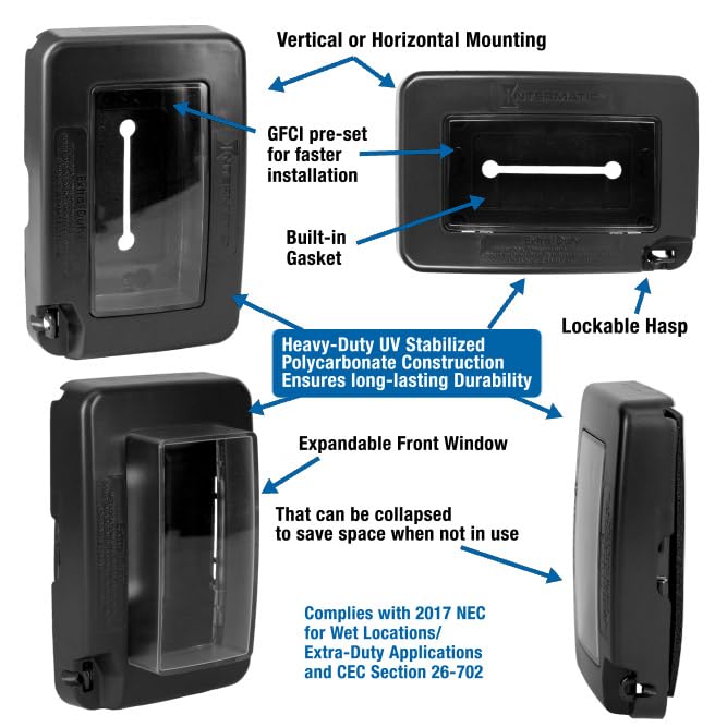 Intermatic WP7000BL expandable front window demonstrated for space-saving use.