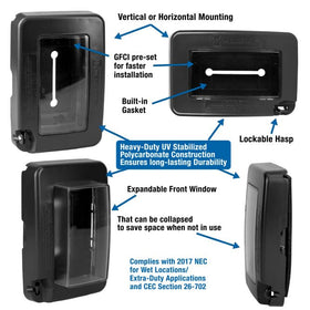 Intermatic WP7000BL expandable front window demonstrated for space-saving use.