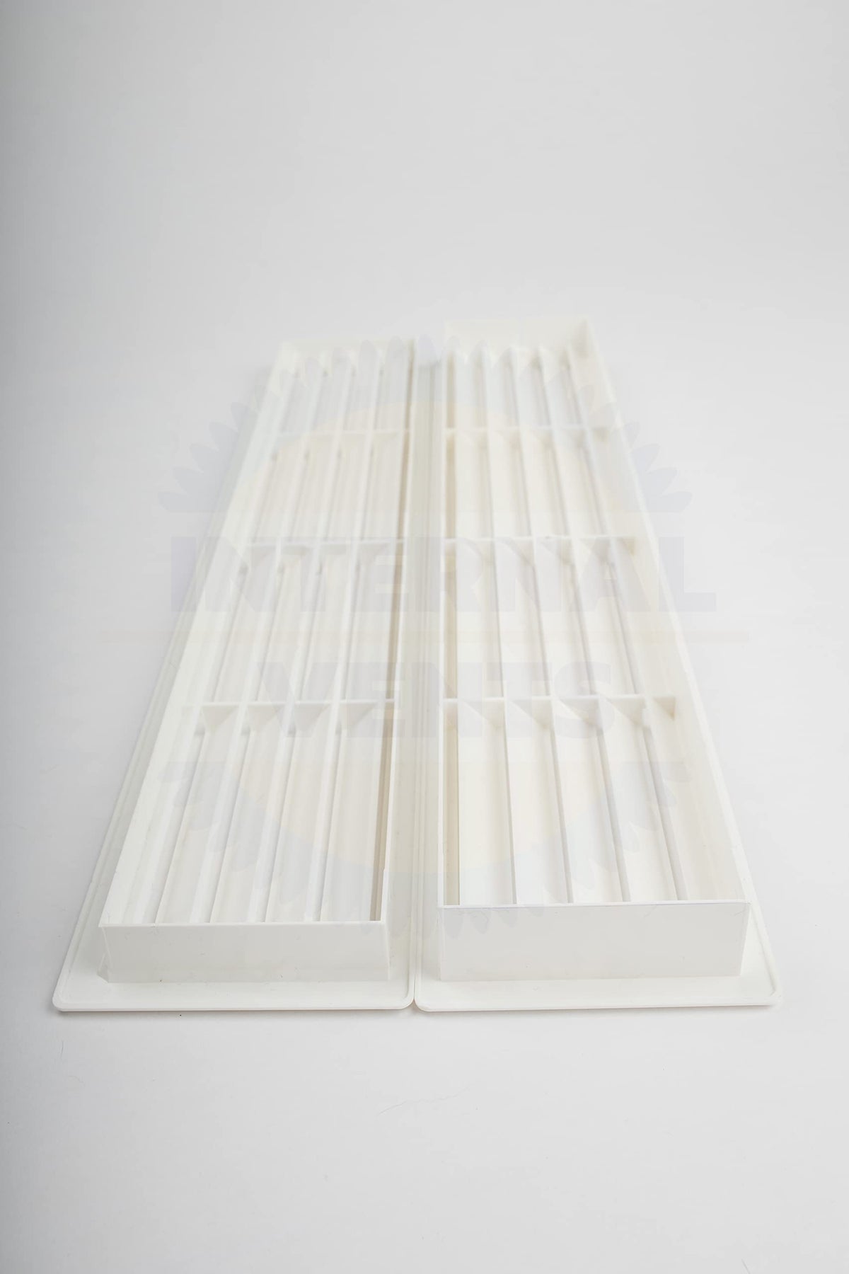Internal Vents door vent outer frame measures 17-3-4 by 3-5-8 inches