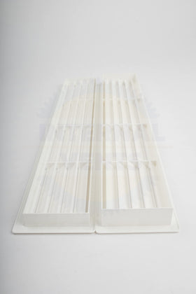 Internal Vents door vent outer frame measures 17-3-4 by 3-5-8 inches