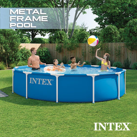 Intex 12ft pool shows ample water space for family fun.