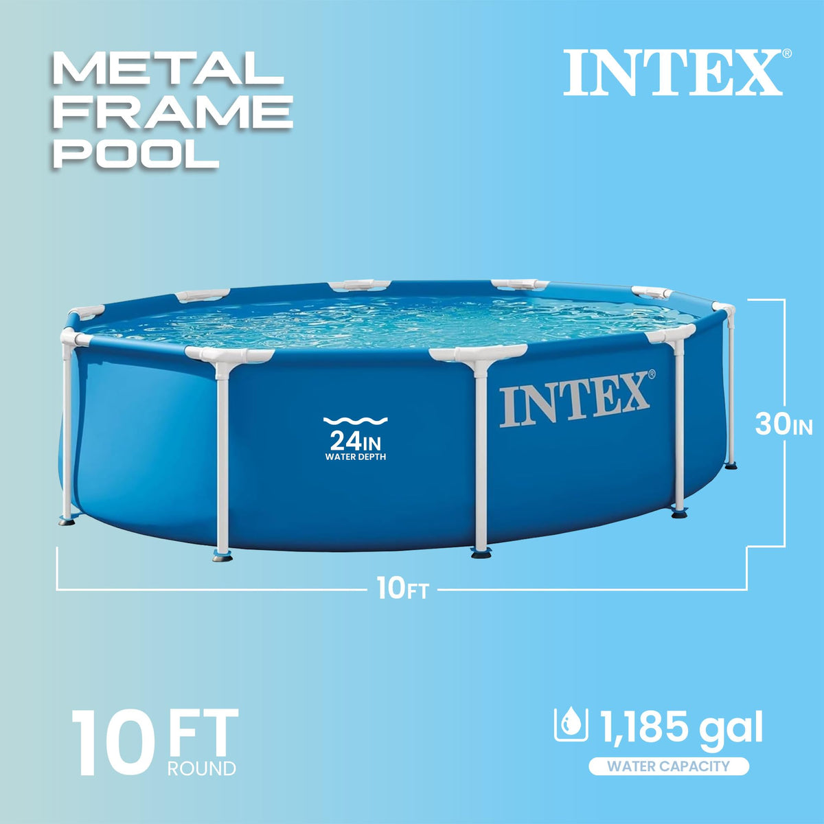 Intex 28200EP 30-inch laminate sidewalls for long-lasting summer play.