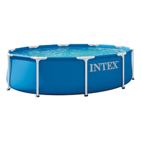 Intex 28200EP metal frame 10ft pool for durable backyard cooling.