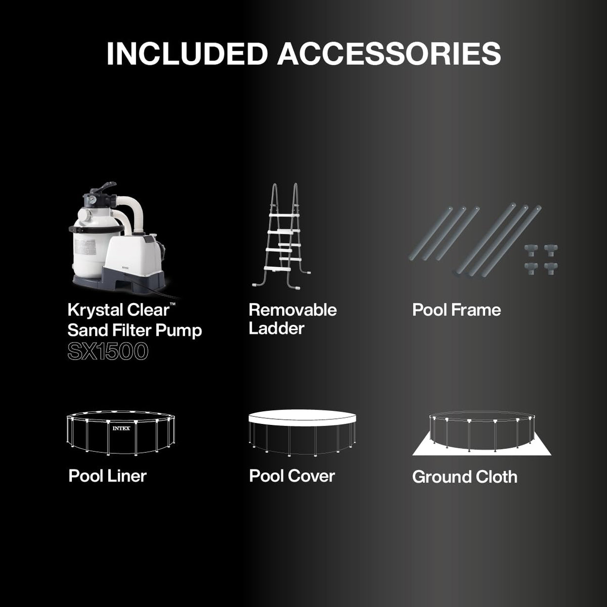 Intex pool cover helps keep leaves and debris out when unused.