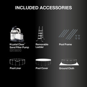 Intex pool cover helps keep leaves and debris out when unused.