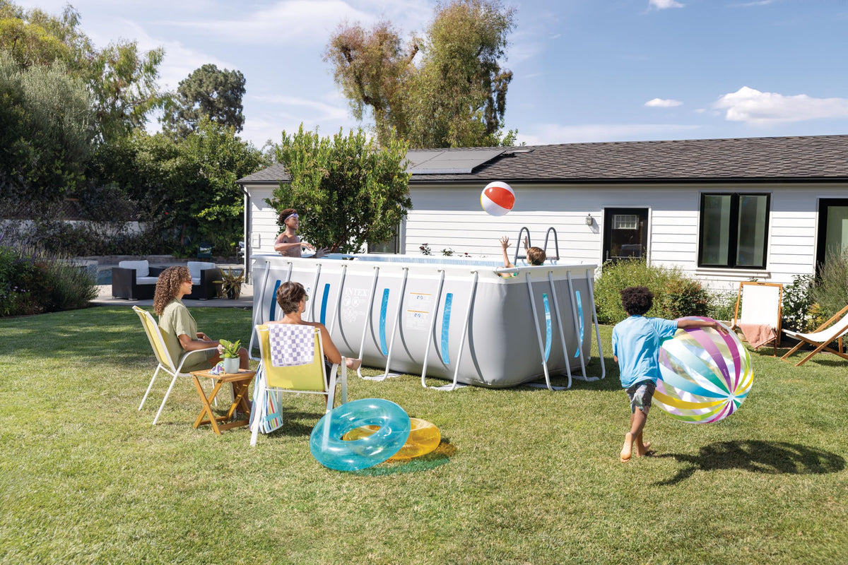 Intex Prism Frame Clearview pool uses 3-ply PVC material that resists punctures.
