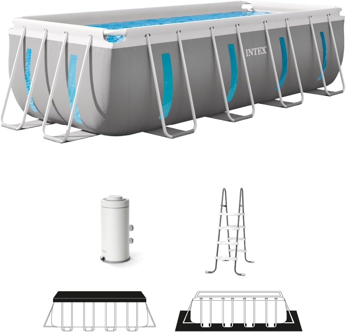 Intex Prism Frame Clearview pool 530 GPH pump for clearer water and better circulation.