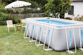 Intex Prism Frame Clearview pool includes a ground cloth for easy setup.