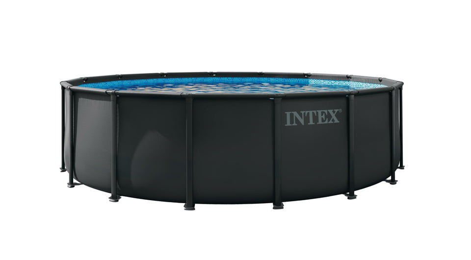 Intex Ultra XTR frame pool exterior shows sturdy galvanized steel frame for lasting outdoor fun.