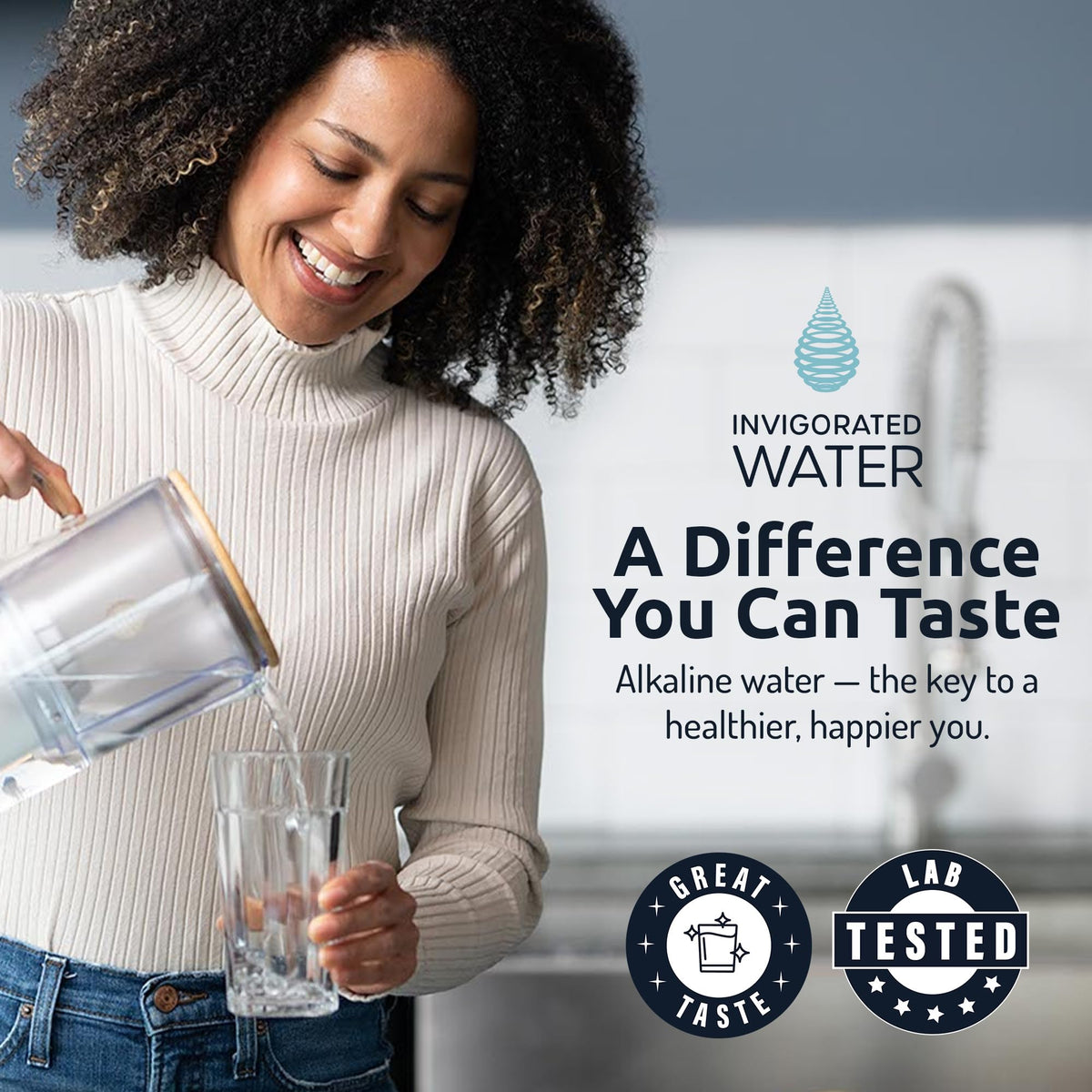 Invigorated Water PH001 BPA-free materials label highlighting eco-friendly choice.