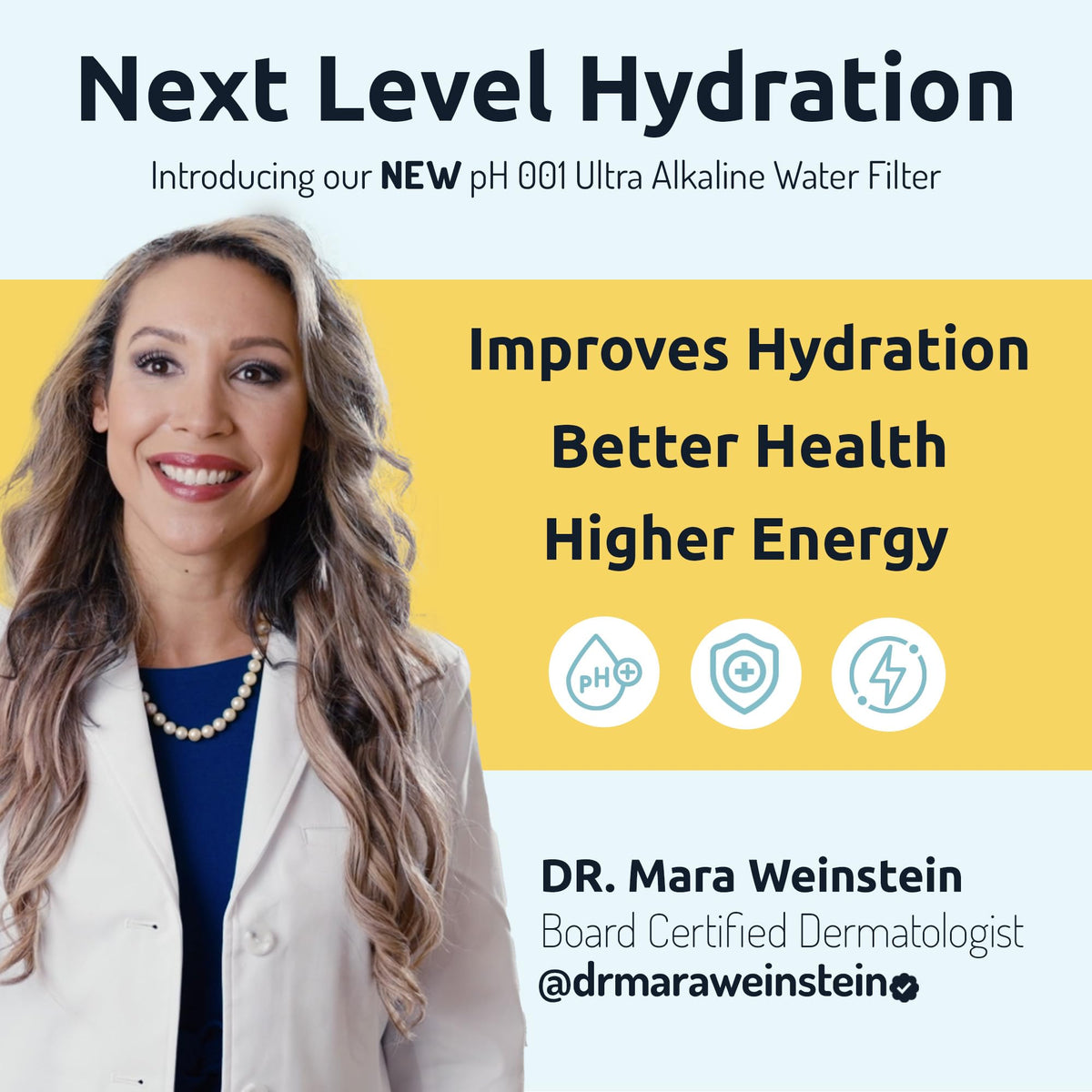 Invigorated Water PH001 stone-silica blend diagram emphasizing minerals and pH balance.
