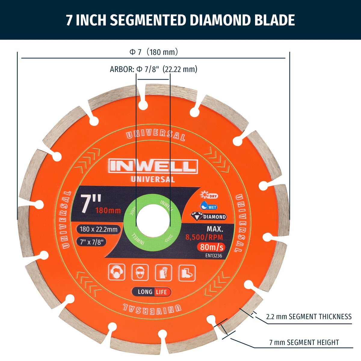 Inwell diamond blade mounted on angle grinder for smooth granite and brick cuts.