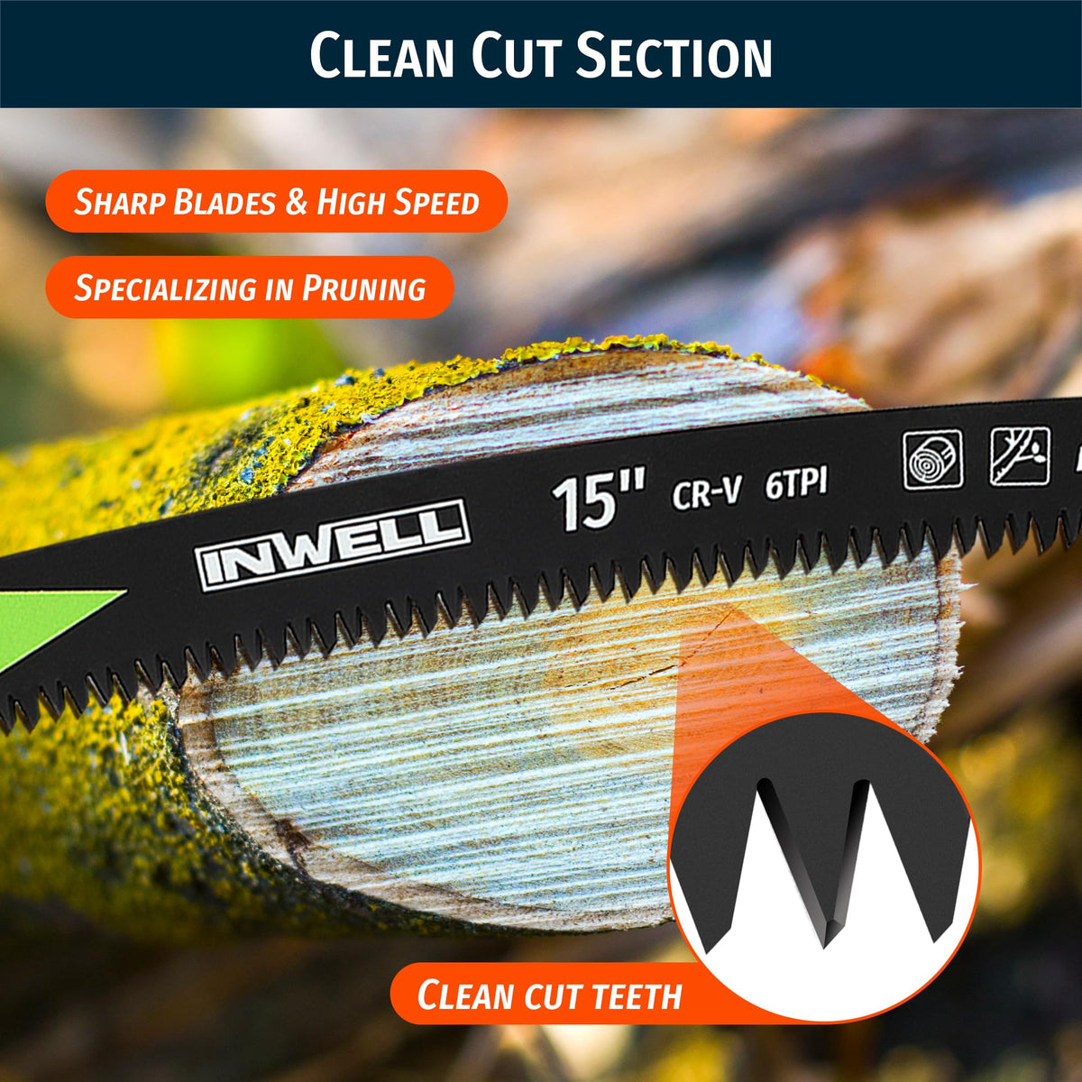 Inwell high-carbon steel blade built for durable outdoor use.