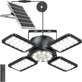 INXPHY Solar Shed Light front view illuminates outdoor garage space.