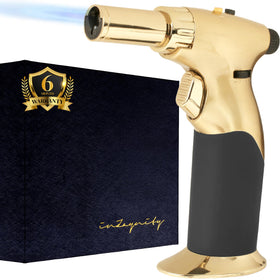 inZaynity dual flame torch gold-black front view ideal for precise cooking searing