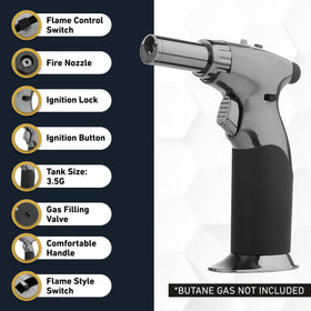 inZaynity dual flame torch gun in use for searing and caramelizing desserts