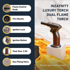 inZaynity Dual Flame Torch with ignition lock enhances safety during use
