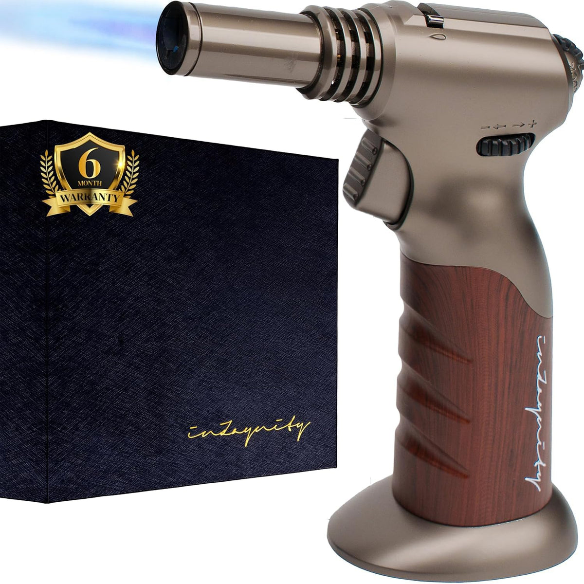 inZaynity Dual Flame Torch, kitchen-use focus, delivers precise searing and caramelization