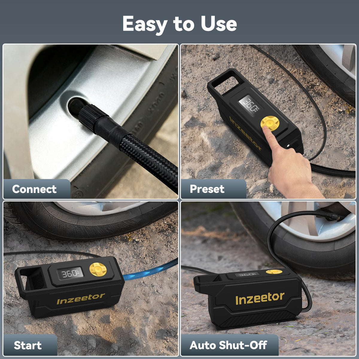 Inzeetor compact portable design fits in trunks and garages.