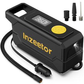 Inzeetor tire inflator with digital gauge for precise pressure checks.