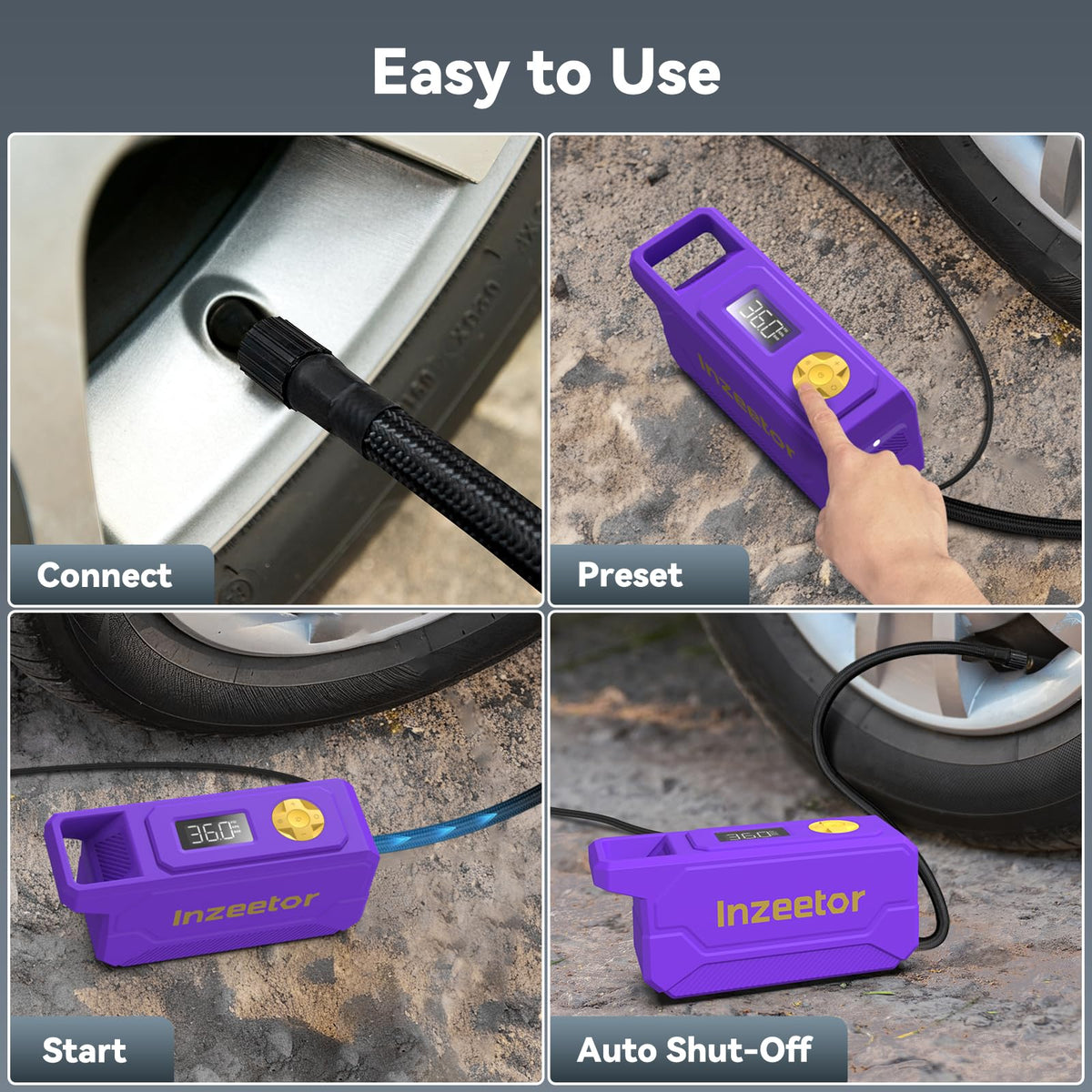Inzeetor emergency LED light is ready for nighttime tire care