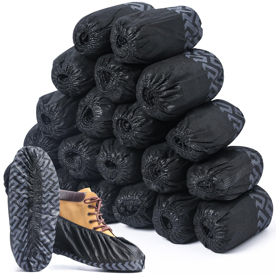 Ioiopeak shoe covers front view highlighting 200-pack value and durability.