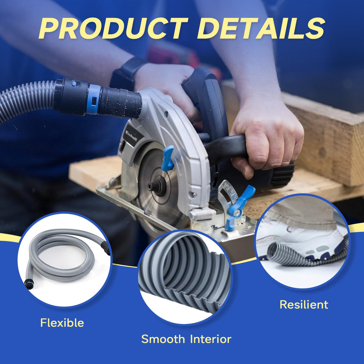 iouxvt anti-kink hose design reduces tangling during heavy sanding