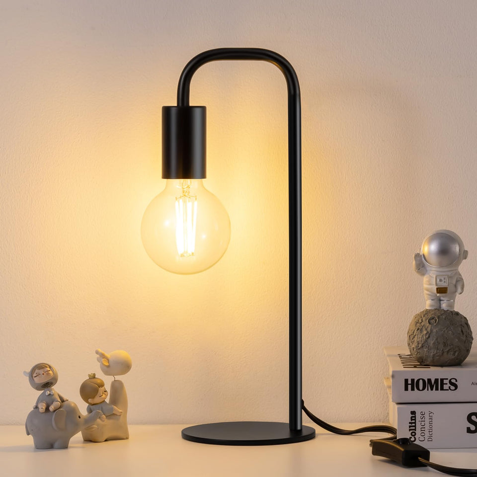 Iporovon bedside-base industrial lamp offers compact, space-saving lighting.