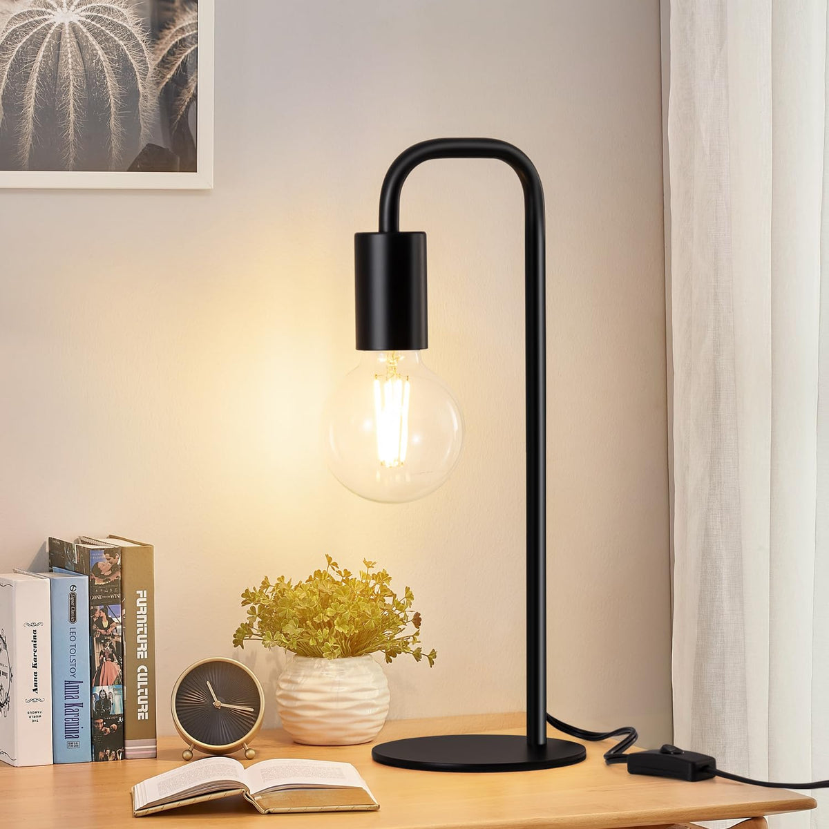 Iporovon modern nightstand lamp adds minimalist style to rooms.