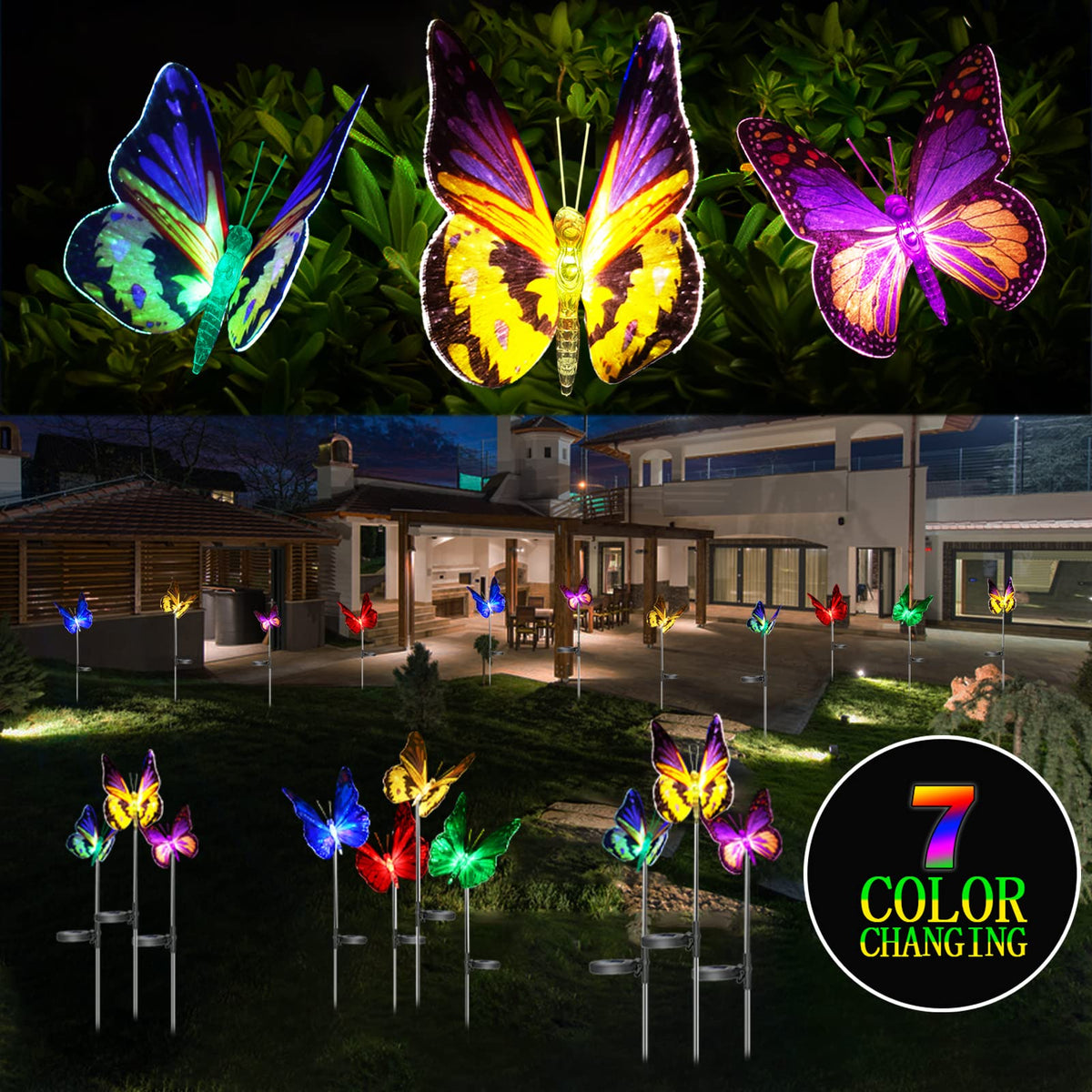 iqytb butterfly LED stake illuminating pathways with waterproof durability