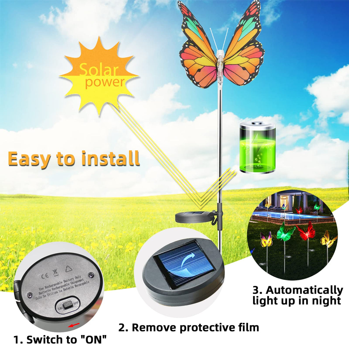 iqytb decorative butterfly lights create romantic outdoor scenes