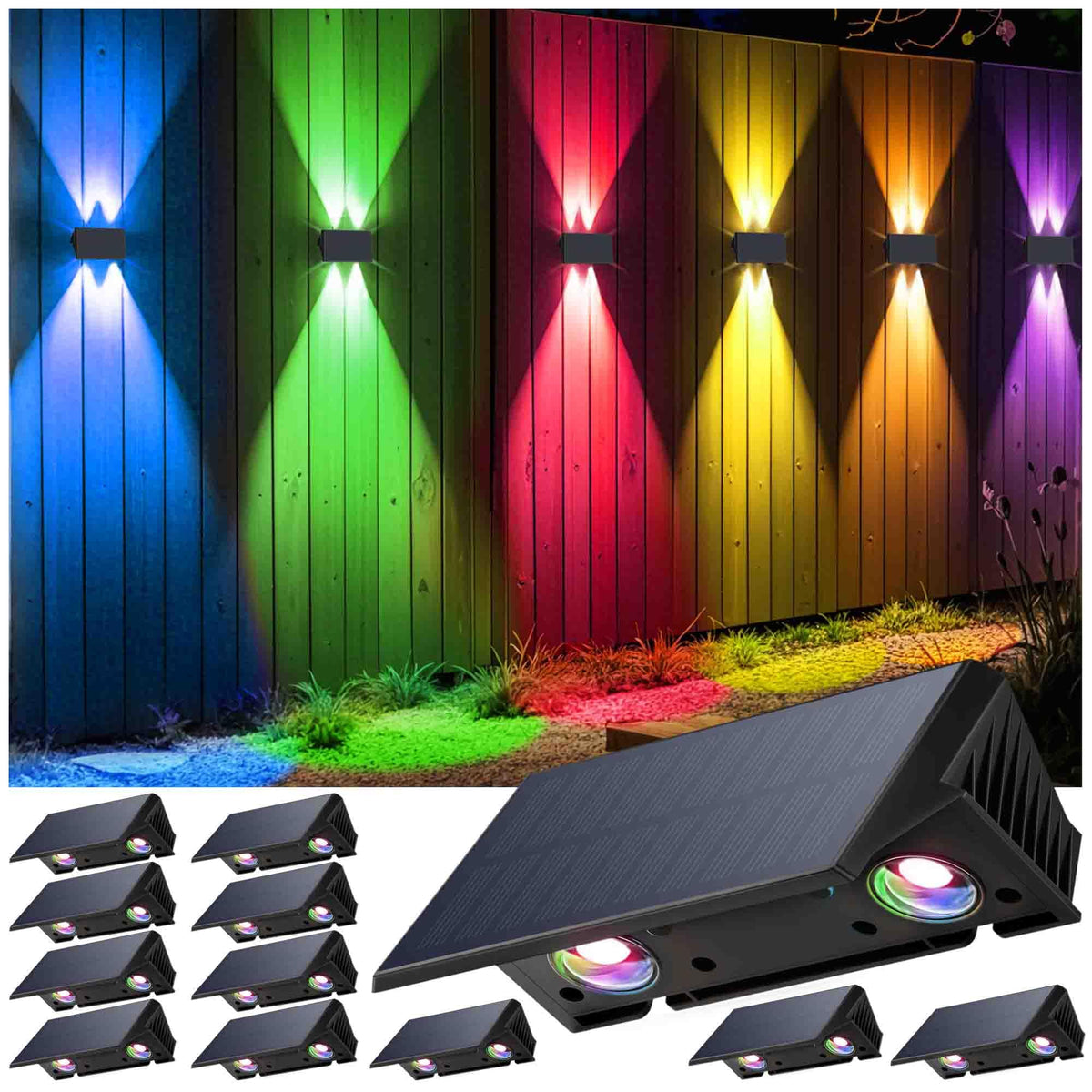 IIRARA fence lights solar powered pack shown in box for easy outdoor setup