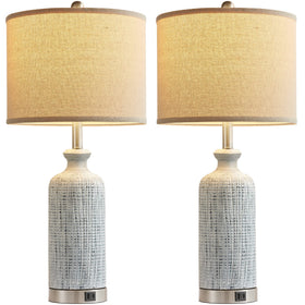 Ireliare ceramic lamp body with carved patterns for vintage-modern flair.
