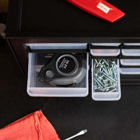IRIS USA 26-drawer toolbox dimensions and space-saving footprint.
